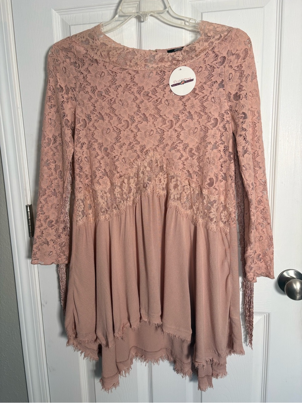 Blue B Lace Bodice Tunic Dress in Blush Pink Size Med NEW WITH TAGS